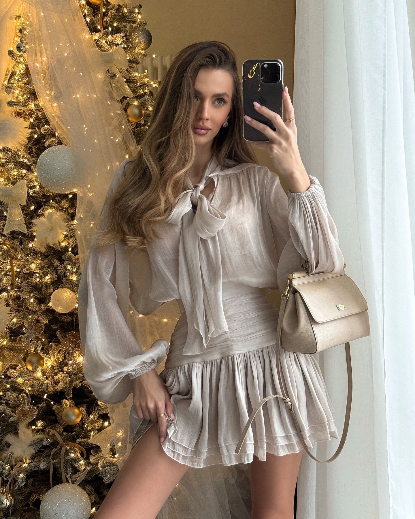 Becky | Mini-Robe de Soirée Fluide Avec Manches Ballons pour Femmes