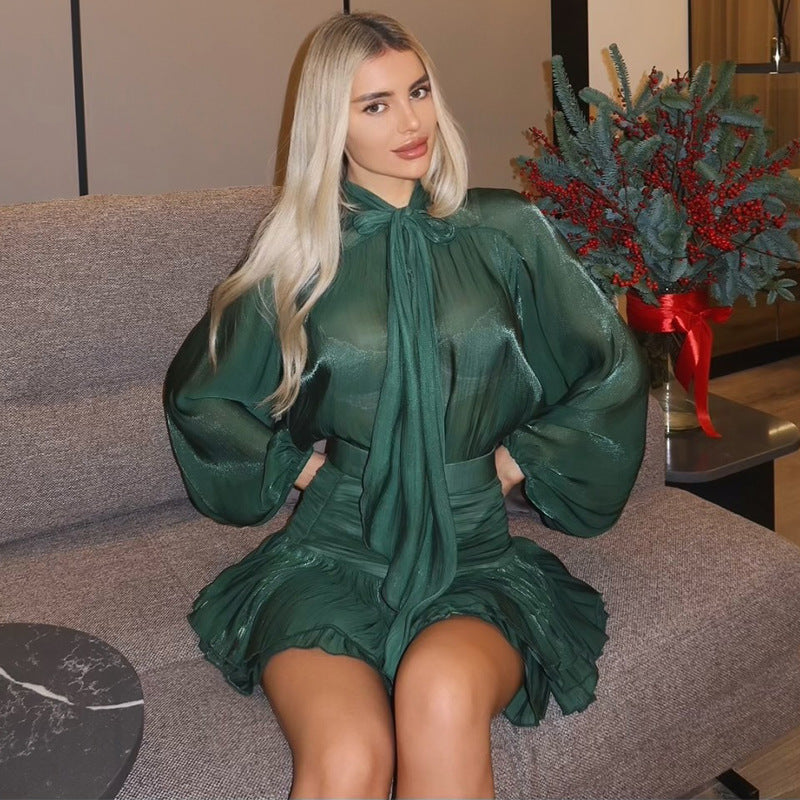 Becky | Mini-Robe de Soirée Fluide Avec Manches Ballons pour Femmes