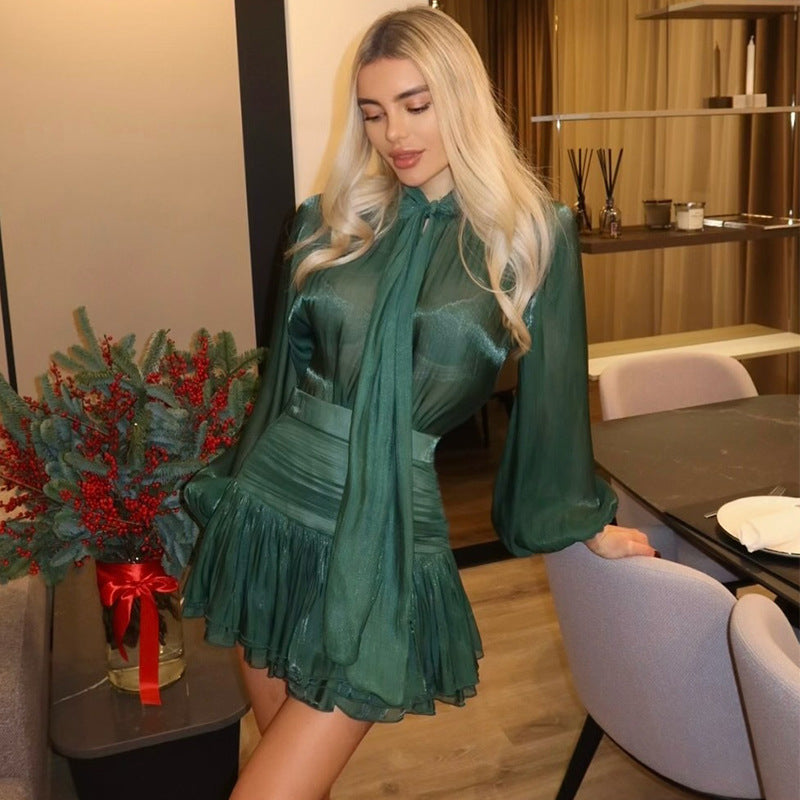 Becky | Mini-Robe de Soirée Fluide Avec Manches Ballons pour Femmes
