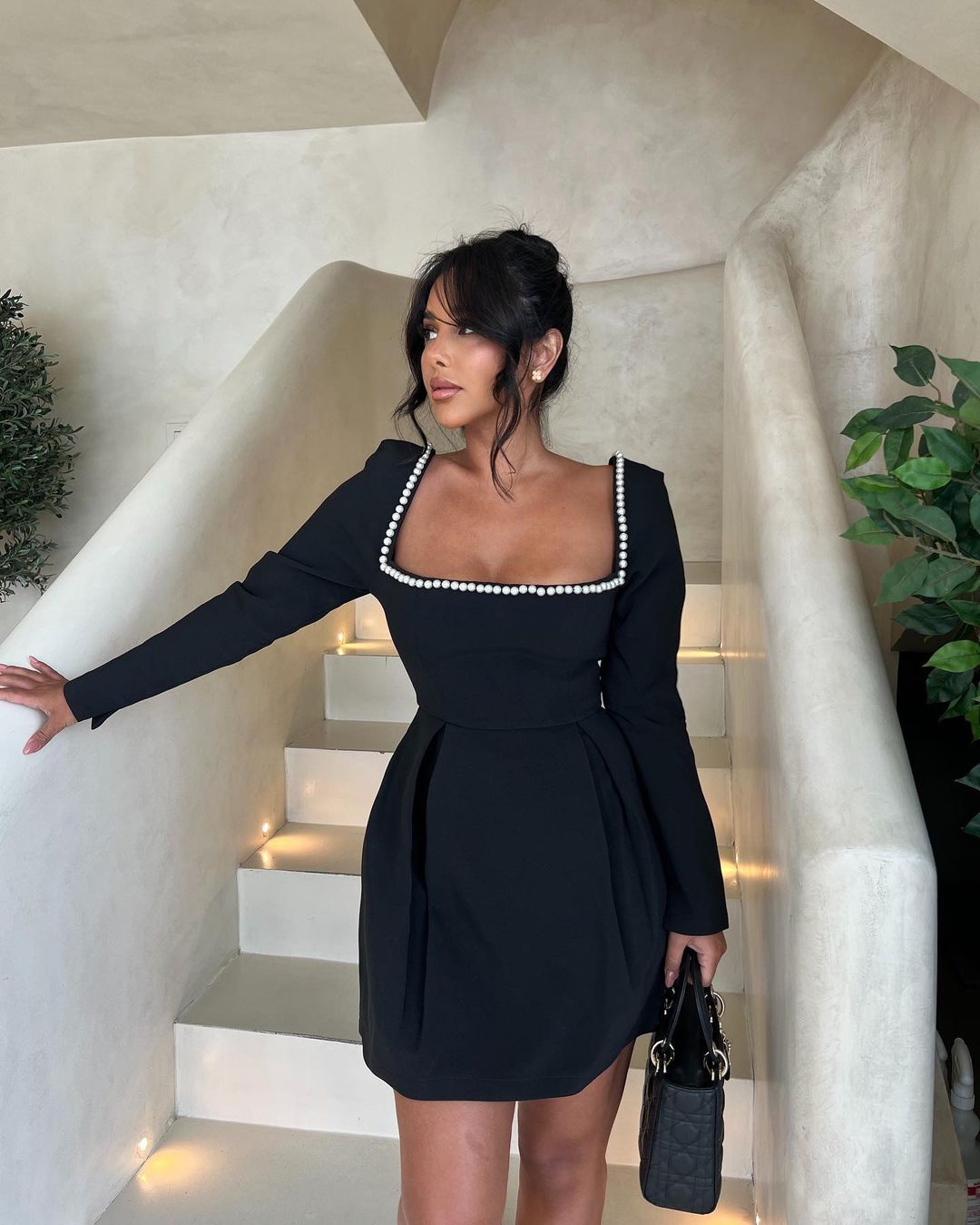 Frankie | Mini-Robe de Soirée à Manches Longues Avec Détails Perlés pour Femmes