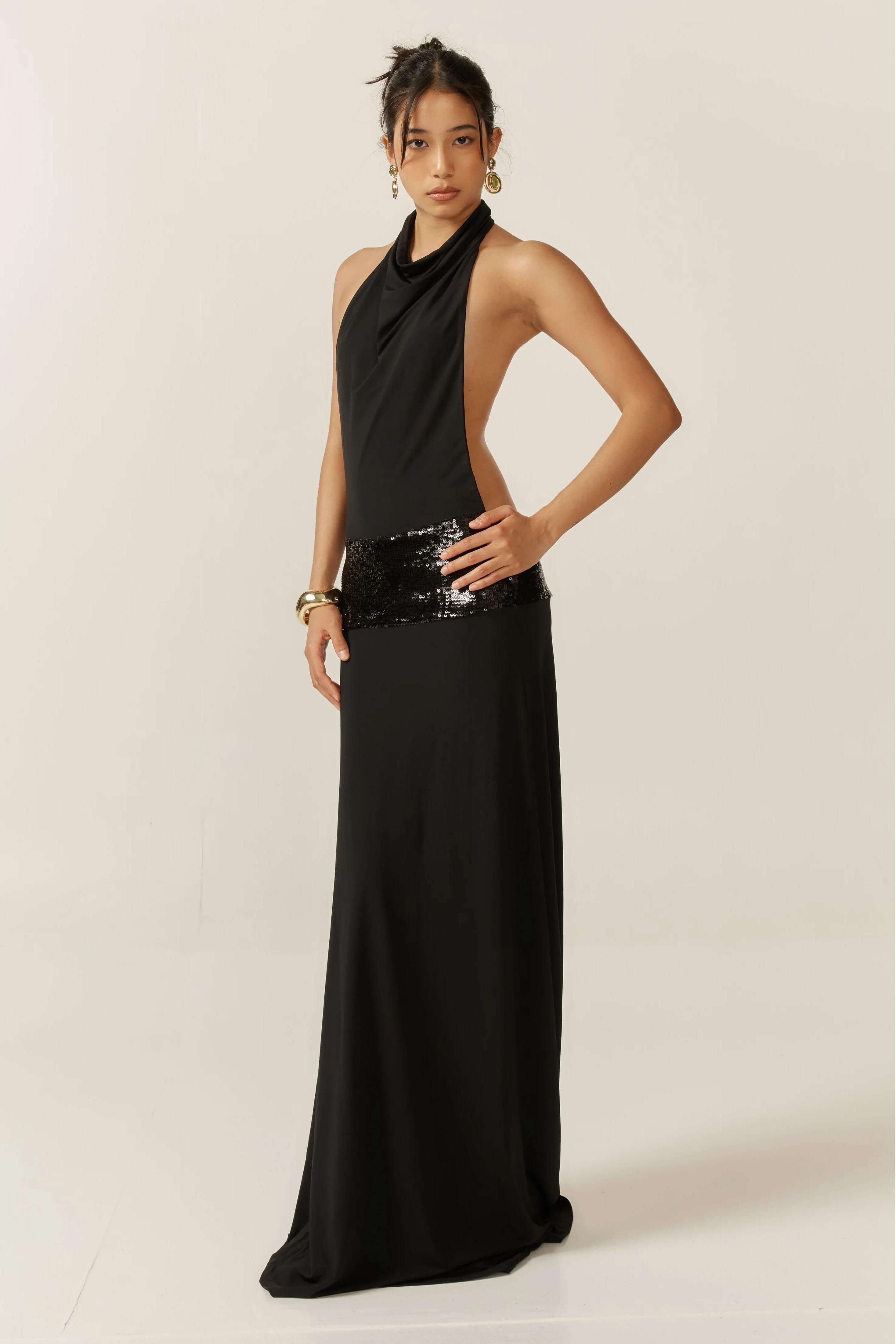 Senna | Robe Maxi pour Femme Avec dos Nu et Détails en Paillettes